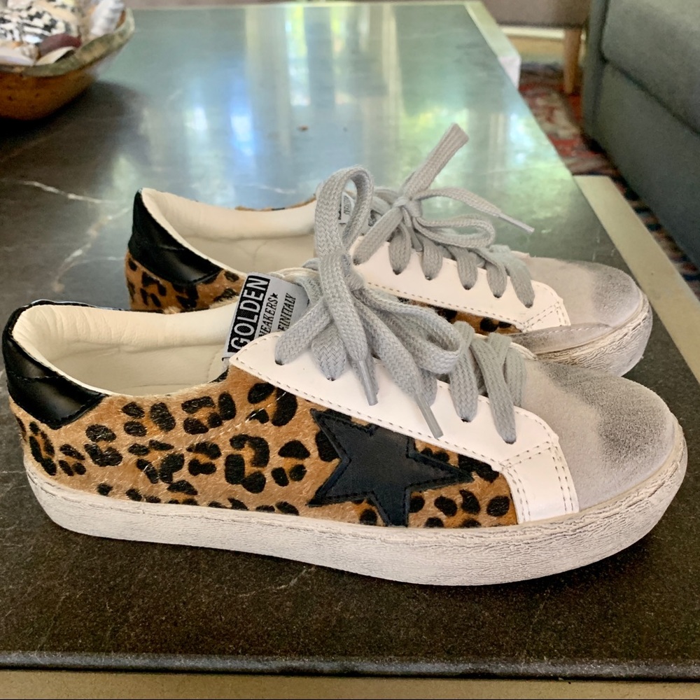 Golden Goose Leopard and Black Star Sneakers